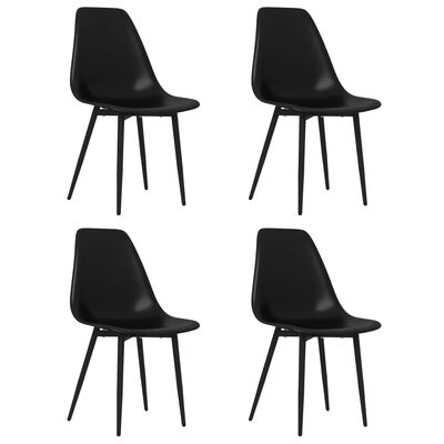 vidaXL Трапезни столове, 4 бр, черни, PP