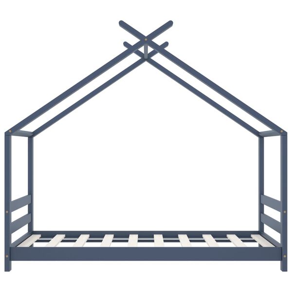 vidaXL Рамка за детско легло, сива, борово дърво масив, 80x160 см