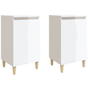 vidaXL Нощни шкафчета, 2 бр, бял гланц, 40x35x70 см, инженерно дърво