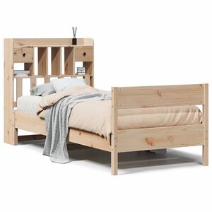 vidaXL Легло с рафтове за книги, без матрак, 75x190 см, бор масив