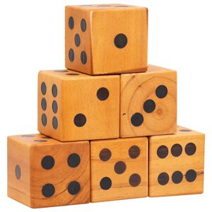 vidaXL Комплект гигантски дворни зарове 6 бр. от масивно борово дърво