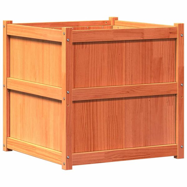 vidaXL Градински сандък, восъчнокафяв, 70x70x70 см, борово дърво масив