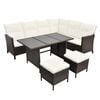 vidaXL Градински комплект с възглавници, 4 части, кафяв полиратан