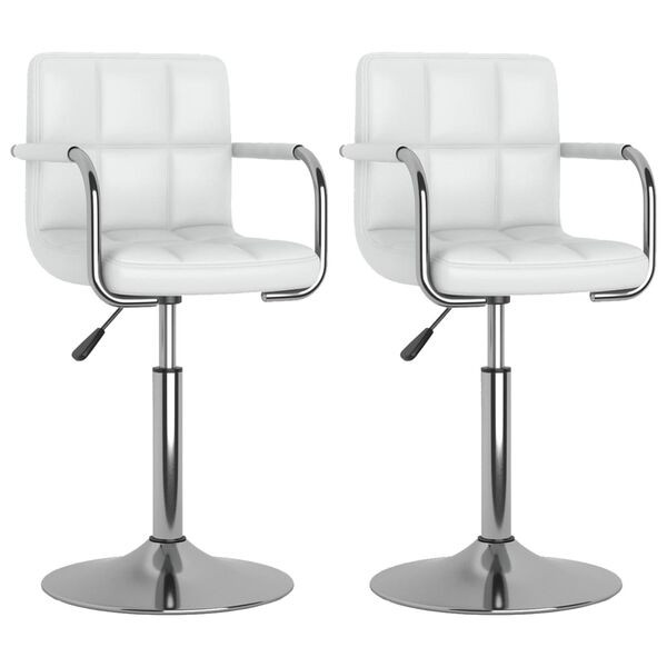 vidaXL Въртящи се трапезни столове, 2 бр, бели, изкуствена кожа