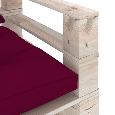 vidaXL Градински палетен диван с виненочервени възглавници, бор
