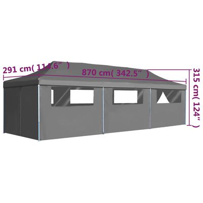 vidaXL Сгъваема шатра с 8 странични стени, 3x9 м, антрацит