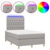 vidaXL Боксспринг легло с матрак и LED, светлосиво, 120x190 см, плат
