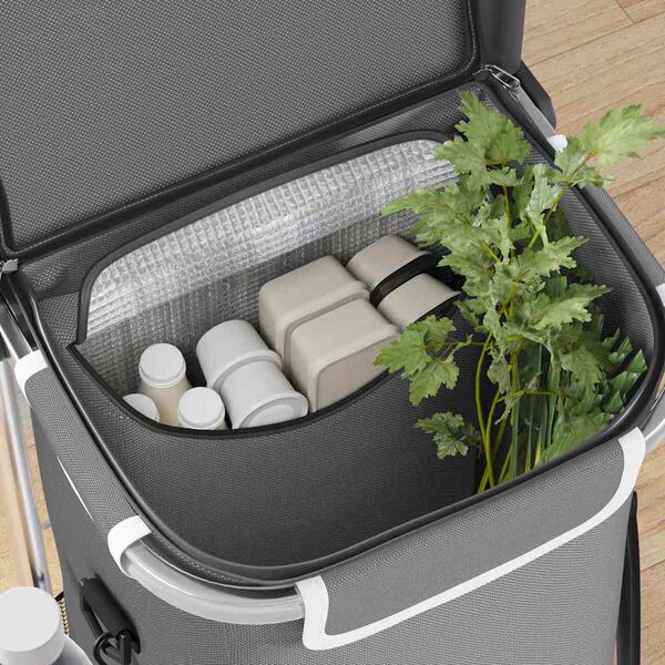 vidaXL Пазарски тролей Сив 36.5 x 46.5 x 100.5 см Оксфордска тъкан