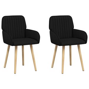 vidaXL Обедени столове 2 pcs Текстил Черно 56,5 x 50 x 87,5 см