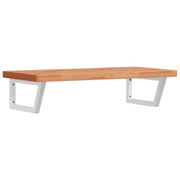 vidaXL Стенен рафт за мивка, стомана и масивно дърво бук