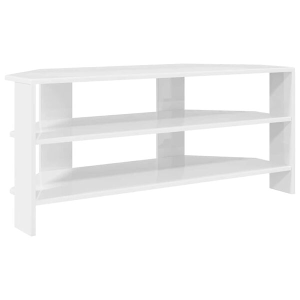 vidaXL Ъгловшкафзателевизор Висок гланц бяло 102x40,5x45см