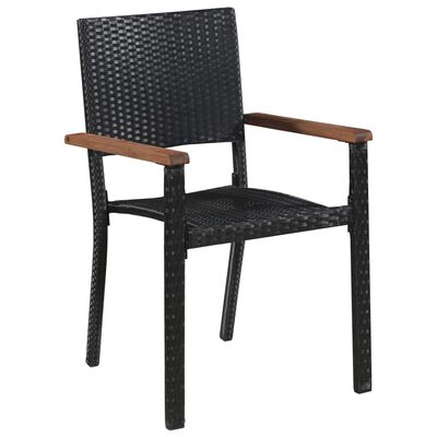 vidaXL Външни столове, 2 бр, полиратан, черни