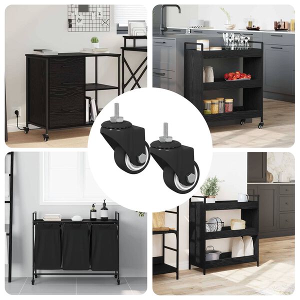 vidaXL Въртящо се колело 2 pcs Черно M6 мм Желязо и найлон