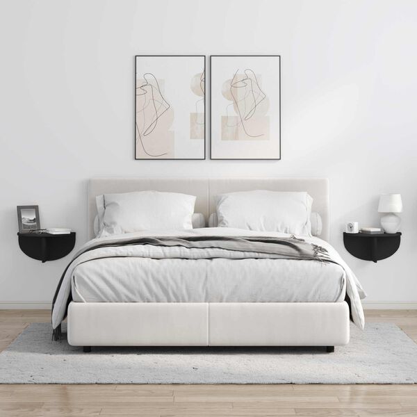 vidaXL Стенен рафт 2 pcs Черно 38 x 19 x 19 см Инженерно дърво