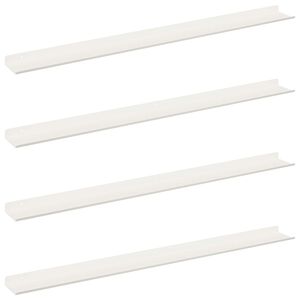 vidaXL Плаващ рафт 4 pcs Бял 100 x 9 x 2,5 см Стомана