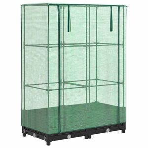 vidaXL Повдигнато легло с оранжерия калъф, ратанов вид, 80x40x123 см