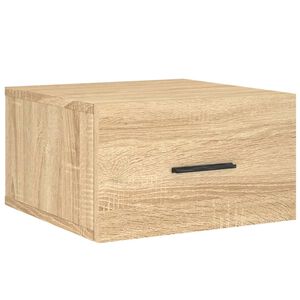 vidaXL Нощно шкафче за стенен монтаж, сонома дъб, 35x35x20 см