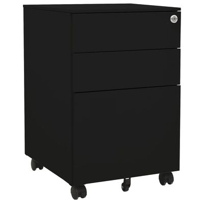 vidaXL Мобилен офис шкаф, черен, 39x45x60 см, стомана