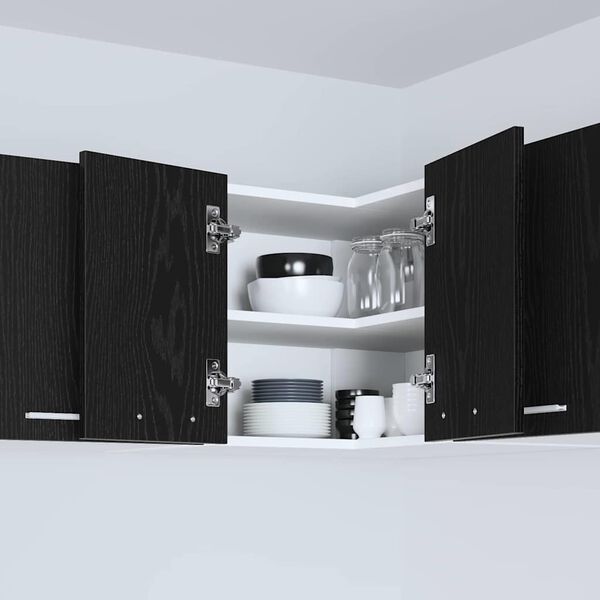 vidaXL Висящ шкаф Черен дъб и бяло 57 x 57 x 40 см Инженерно дърво