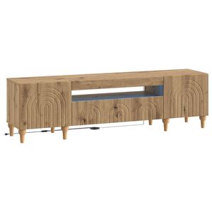 vidaXL LED телевизионен кабинет ALKMAAR 153 x 35 x 43 см Дъб артизан