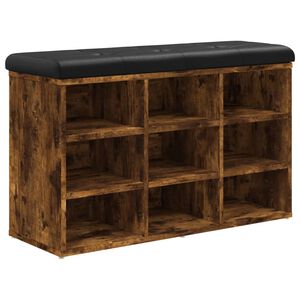 vidaXL Пейка за обувки, опушен дъб, 82x32x50 см, инженерно дърво
