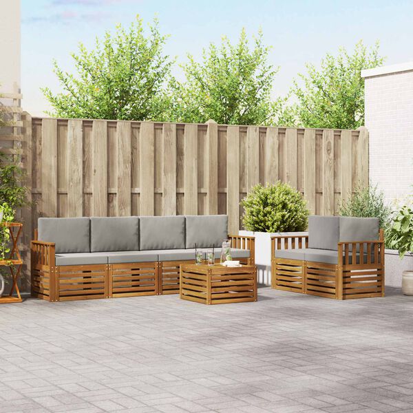 vidaXL Комплекти дивани с възглавница 7 pcs Естествено и светло сиво