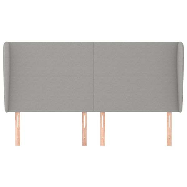 vidaXL Горна табла за легло с уши, светлосива, 163x23x118/128 см, плат