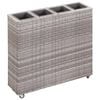 vidaXL Градинска висока леха с 4 саксии 80x22x79 см полиратан сива