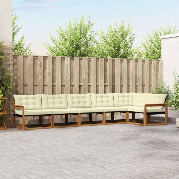 vidaXL Комплект дивани за открито 6 pcs Натурален и Крема