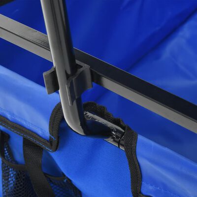 vidaXL Сгъваема ръчна количка с покривало, стомана, синя