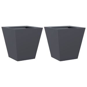vidaXL Градински кашпи, 2 бр, антрацит, 30x30x30 см, стомана