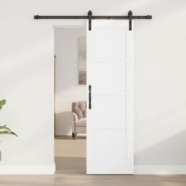 vidaXL Преплъзваща се врата Бяло 61 x 198,5 см Солидно борово дърво