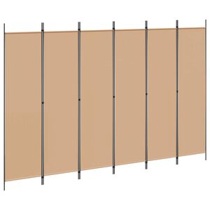 vidaXL Делител за стая с 6 панела Бежово 300 x 200 cm Текстил