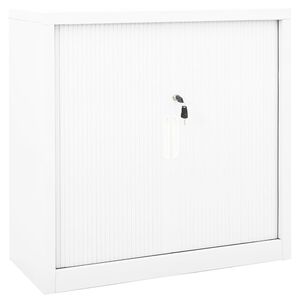vidaXL Шкаф с плъзгаща врата, бял, 90x40x90 см, стомана