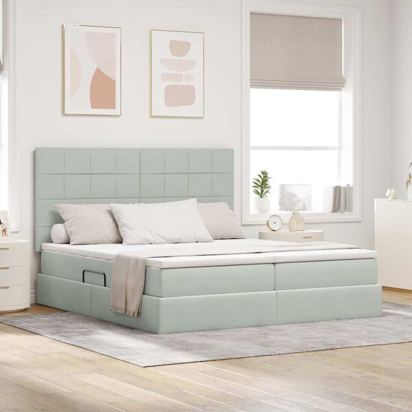 vidaXL Легло с място за съхранение Светлосиво 200 x 200 cm Кадифе