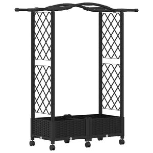 vidaXL Повдигнато легло с решетка и покривка Черно 124 x 40 x 129 см