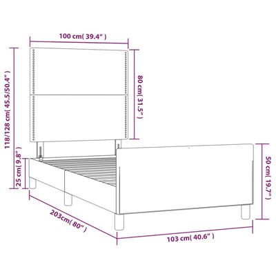 vidaXL Рамка за легло с табла, бяла, 100x200 см, изкуствена кожа