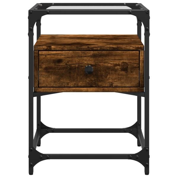 vidaXL Нощно шкафче, опушен дъб, 40x40x55 см, инженерно дърво