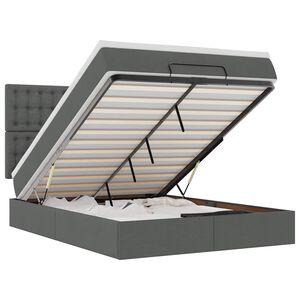 vidaXL Османска легло с матрак и LED, тъмносиво, 140x190 см, плат