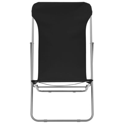 vidaXL Сгъваеми плажни столове, 2 бр, стомана и оксфорд тъкан, черни