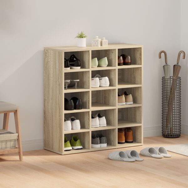 vidaXL Шкаф за обувки Сонома дъб 77,5 x 30 x 83,5 см Инженерно дърво