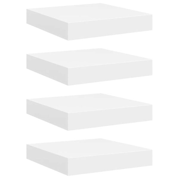 vidaXL Окачени стенни рафтове, 4 бр, бели, 23x23,5x3,8 см, МДФ
