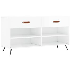 vidaXL Пейка за обувки, бял гланц, 102x35x55 см, инженерно дърво