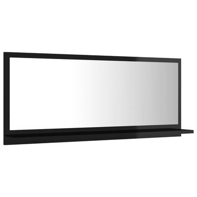 vidaXL Огледало за баня, черен гланц, 90x10,5x37 см, ПДЧ