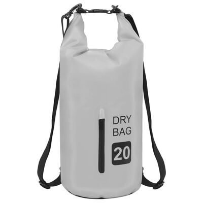 vidaXL Суха торба с цип, сива, 20 л, PVC