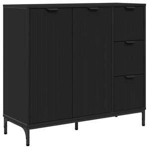 vidaXL Служебен шкаф Черно 89,5 x 33 x 82 см Инженерна дървесина