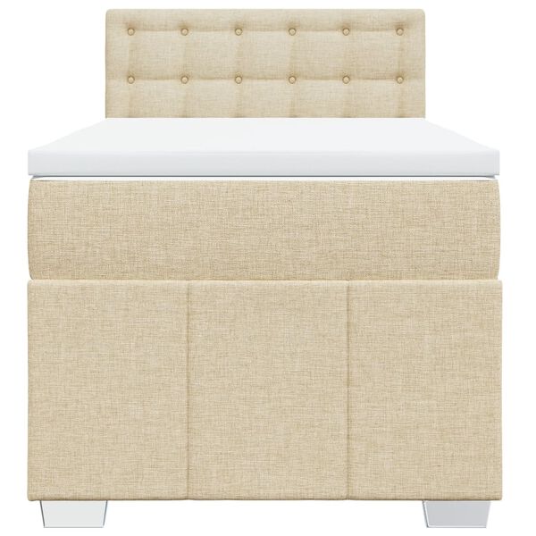 vidaXL Боксспринг легло с матрак, кремава, 80x200 см, плат