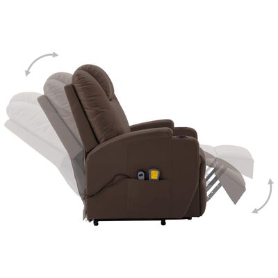 vidaXL Изправящ масажен стол, кафяв, изкуствена кожа