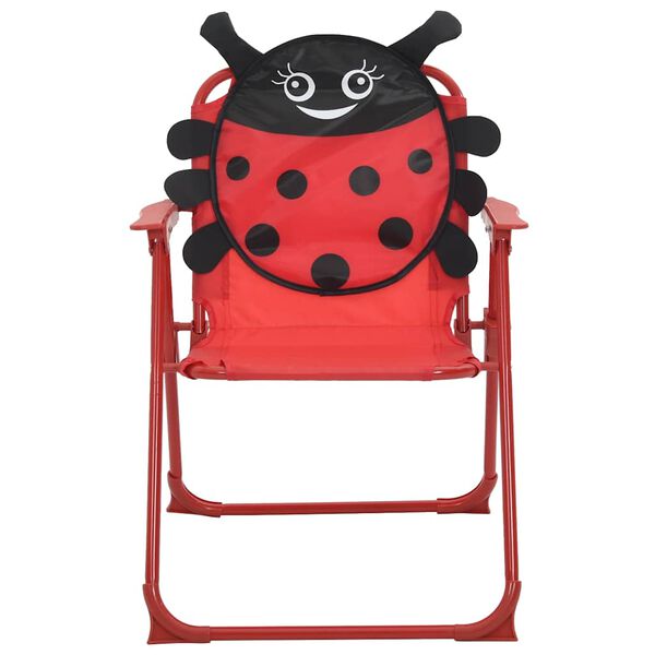 vidaXL Детски градински бистро комплект от 3 части, с чадър, червен