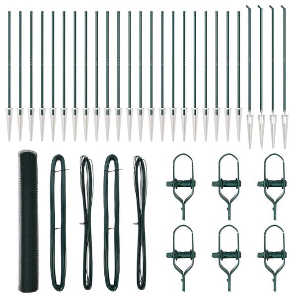 vidaXL Стълб за ограда. Зелен 50 x 1,4 м (25 мм мрежа) Стомана и PVC